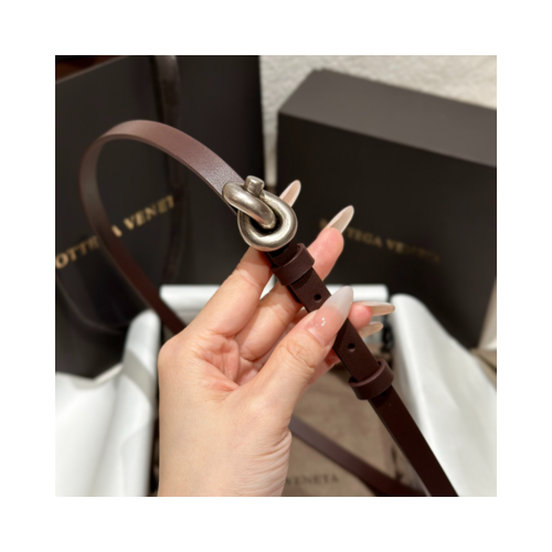 [正品버전] 보테가베네타 놋 벨트 220 [은장] [레드브라운] [12mm]
