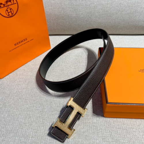 [正品버전] 에르메스 H버클 벨트 14 [금장] [다크브라운] [32/38mm]