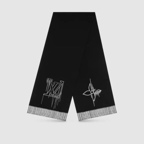 루이비통 LV 스티치 스카프 블랙 M77981