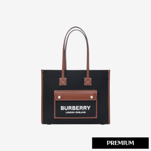 [Premium] 버버리 투톤 캔버스 앤 레더 미니 프레야 토트백 8055749 [매장-170만원대]