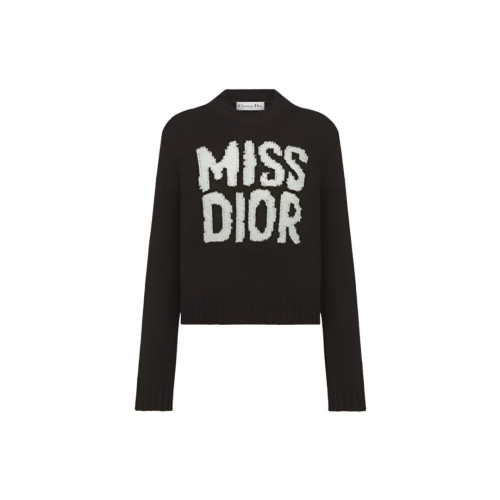 디올 Miss Dior Graffiti 모티브 블랙 캐시미어 실크 니트 블랙 454S57AM103_X9330