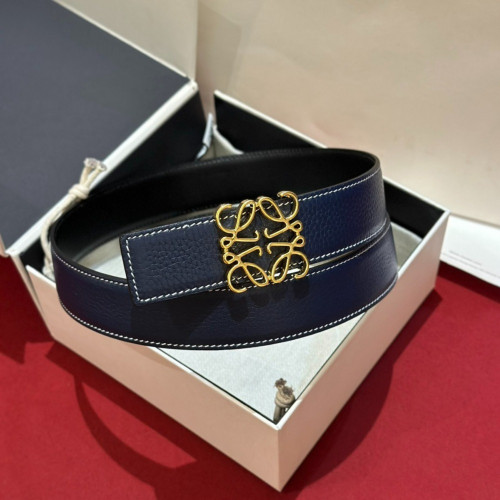 로에베 애너그램 리버시블 금장 가죽 벨트 네이비 [32mm]