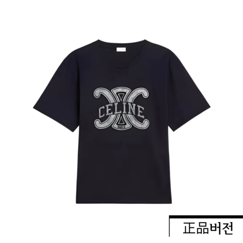 셀린느 더블C 체인 프린트 티셔츠 블랙 RX07C507Z.38AO