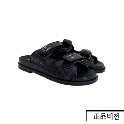 샤넬 CC로고 벨크로 뮬 39 블랙
