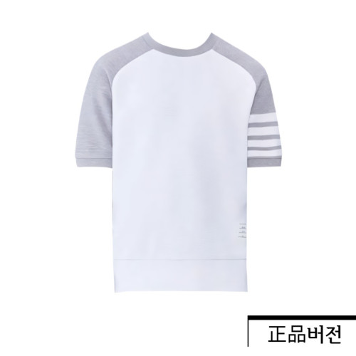 톰브라운 코튼 오토만 립 사선 새들 숏 슬리브 스웨트 셔츠 MJT321A-08138-055 [2컬러]