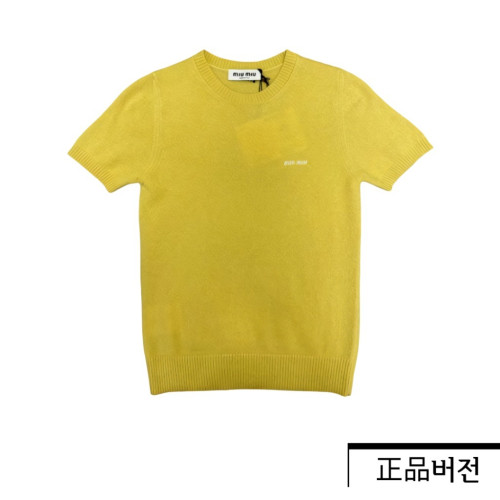 미우미우 울 크루넥 스웨터 옐로우
